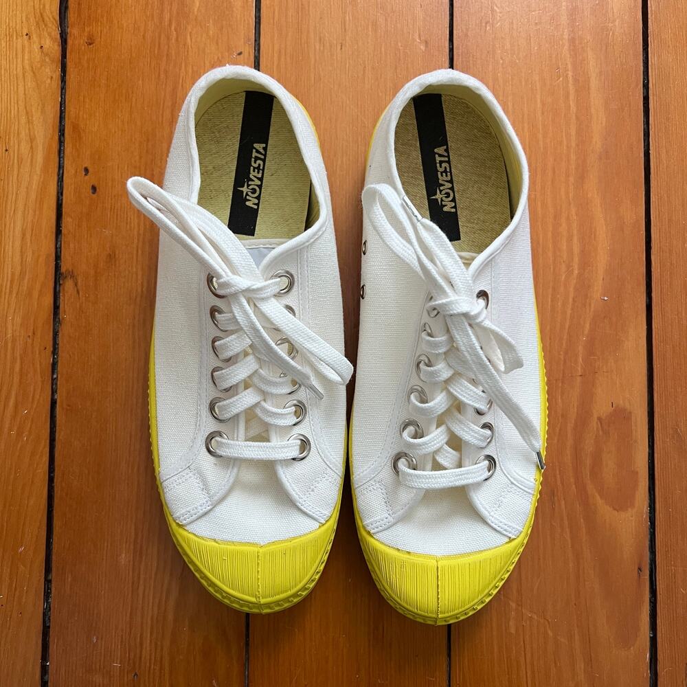 Novesta Sneakers Star Master Low Top White and Yellow Alex Mill Size 40